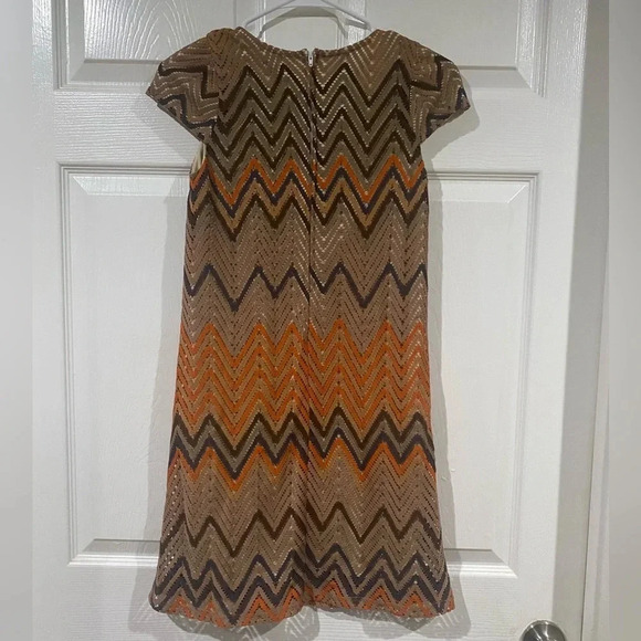 VaVa by Joy Han Size XS Vintage Boho Crocheted Cap Sleeve 70s Brown Tan Orange - Picture 9 of 13